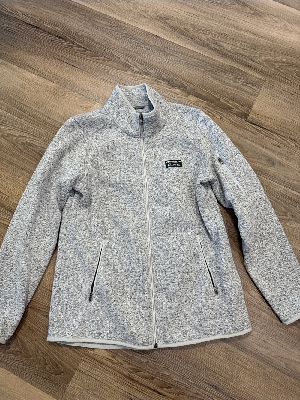L.L. Bean Women's Heathered Light Gray Full-Zip Sweater Jacket